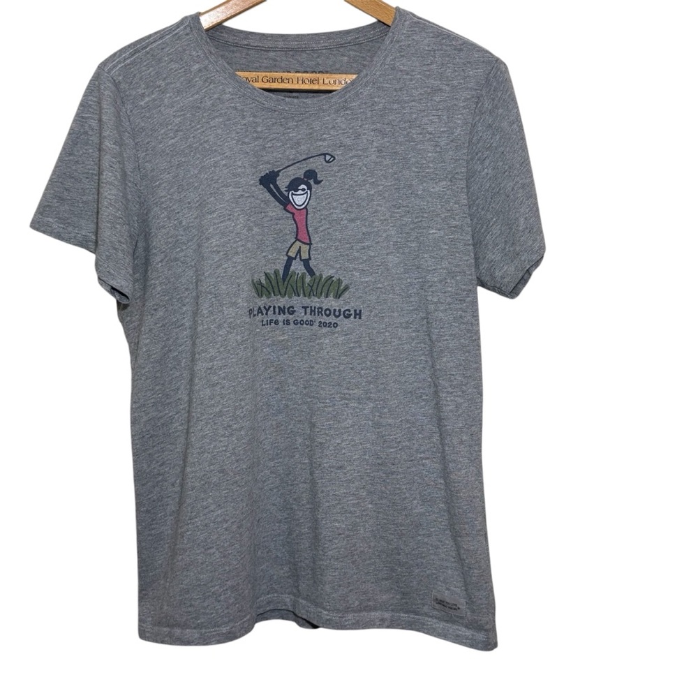 Life is Good Golf 2020 Heather grey shortsleeved tee shirt. Women's Large